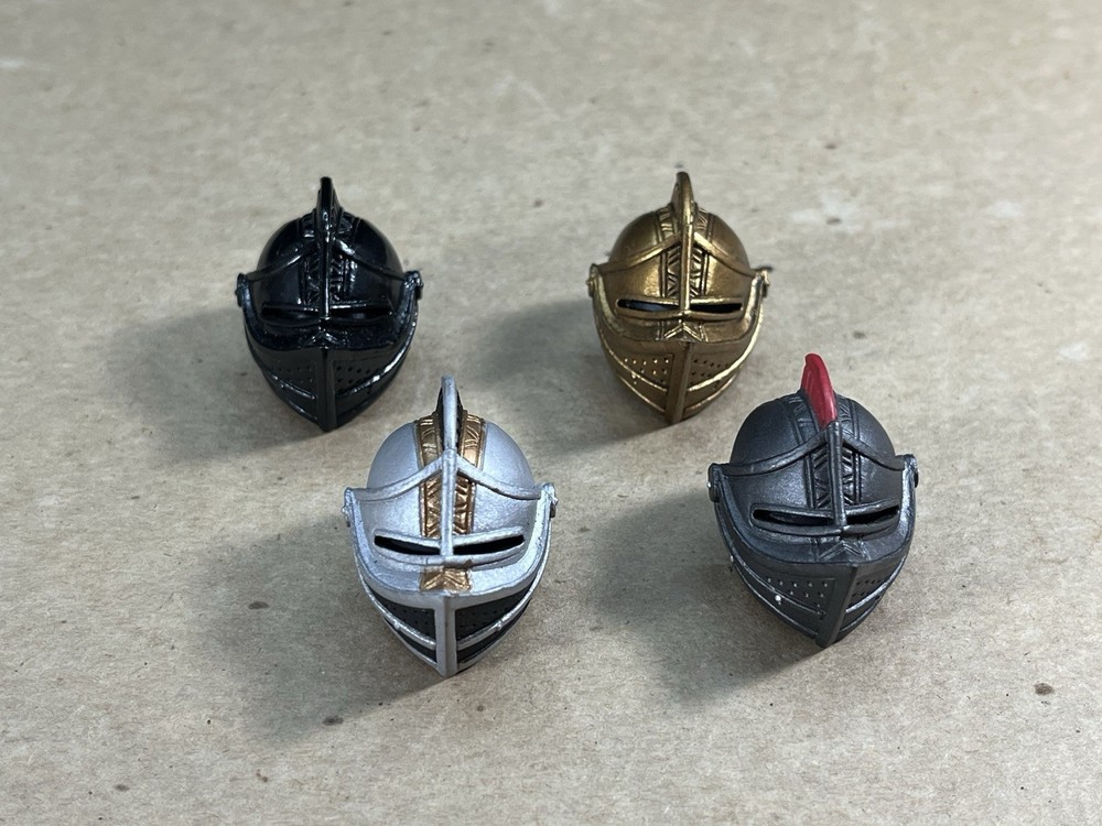 Mythic Legions Armored Head Helmet Lot Gold Black Gunmetal Silver Parts Knight 1