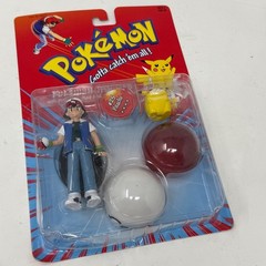 Vintage Pokemon Trainers Ash Ketchum with #25 Pikachu Figure 1999