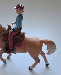 Girl At A Western Barrel Race Horse In Motion Saddle Plastic Toy Farm Animal