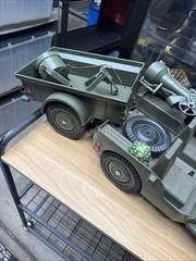 Vintage 1960’s G.I. Joe Military Jeep 7000 W/ Trailer, Spotlight, Cannon, Helm