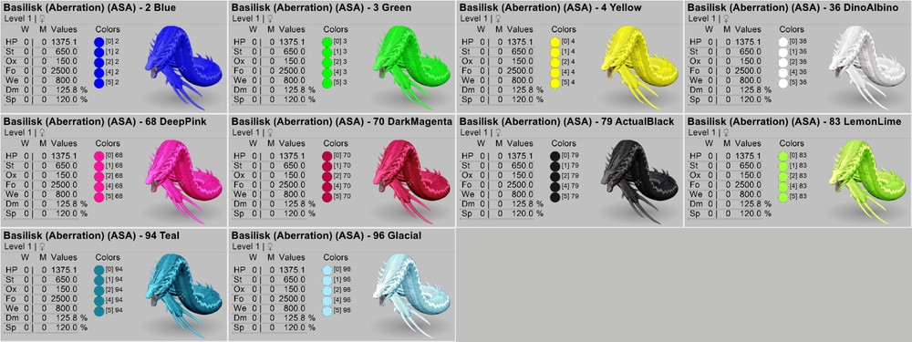 Ark Survival Ascended PVE Basilisk Lvl 1 Female 10 colors