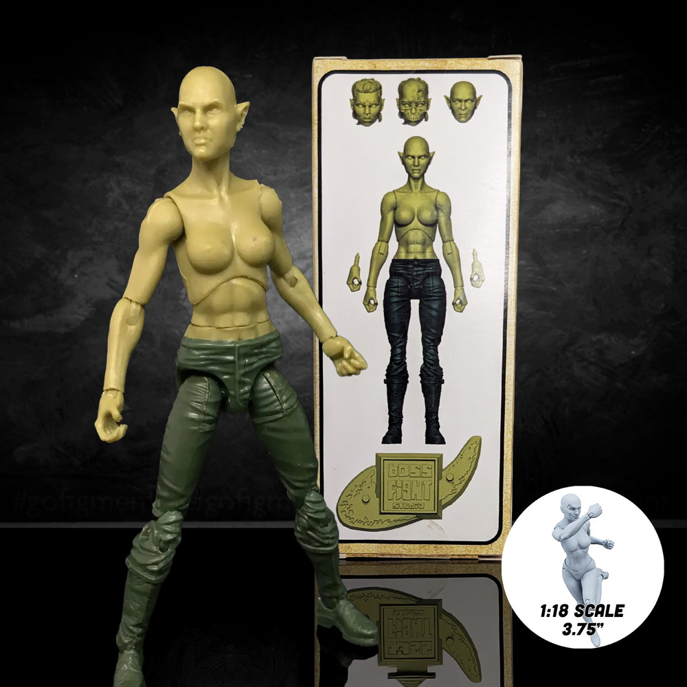 Vitruvian H.A.C.K.S. Fantasy Character Blanks Green Female Orc 1:18 Scale Action
