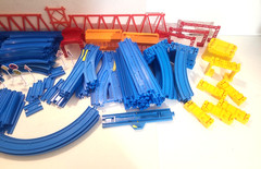 Vtg TOMY Plarail Blue Train Track Bridge Lot 145 pc Thomas & Friends TrackMaster