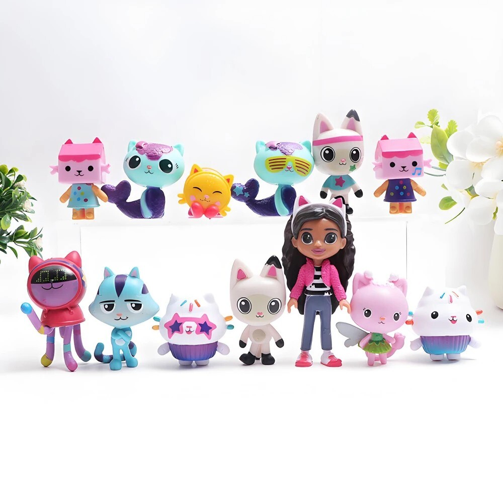 13pcs Gabby’s Dollhouse Model Action Figure Toys PVC Dolls Cake Topper Decor Set