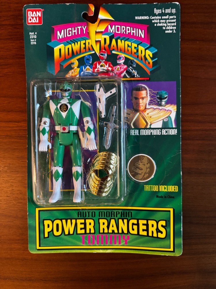 1994 Bandai Mighty Morphin Power Rangers Auto Morphin Green Ranger Tommy MOC