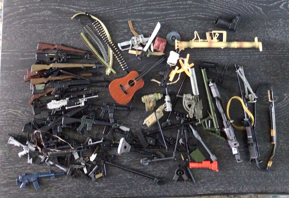 Large Vintage Hasbro 12″ GI Joe US Army Weapons Lot Rifles Machine Guns Knives