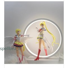 Sailor Moon PVC Figure Statue + Round LED Light Up Stand Night Lamp Xmas Gift BN