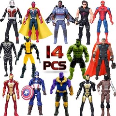 14 pcs Big Set Superhero Action Figures – Collectible Models 6.5-inches Tall, Ex