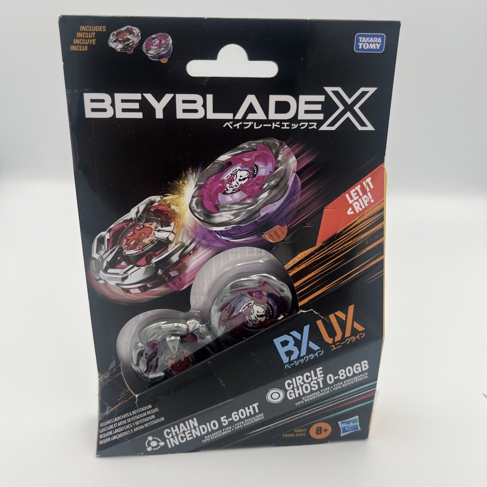 Hasbro Takara Tomy Beyblade X Circle Ghost 0-80GB Chain Incendio 5-60HT Two Pack