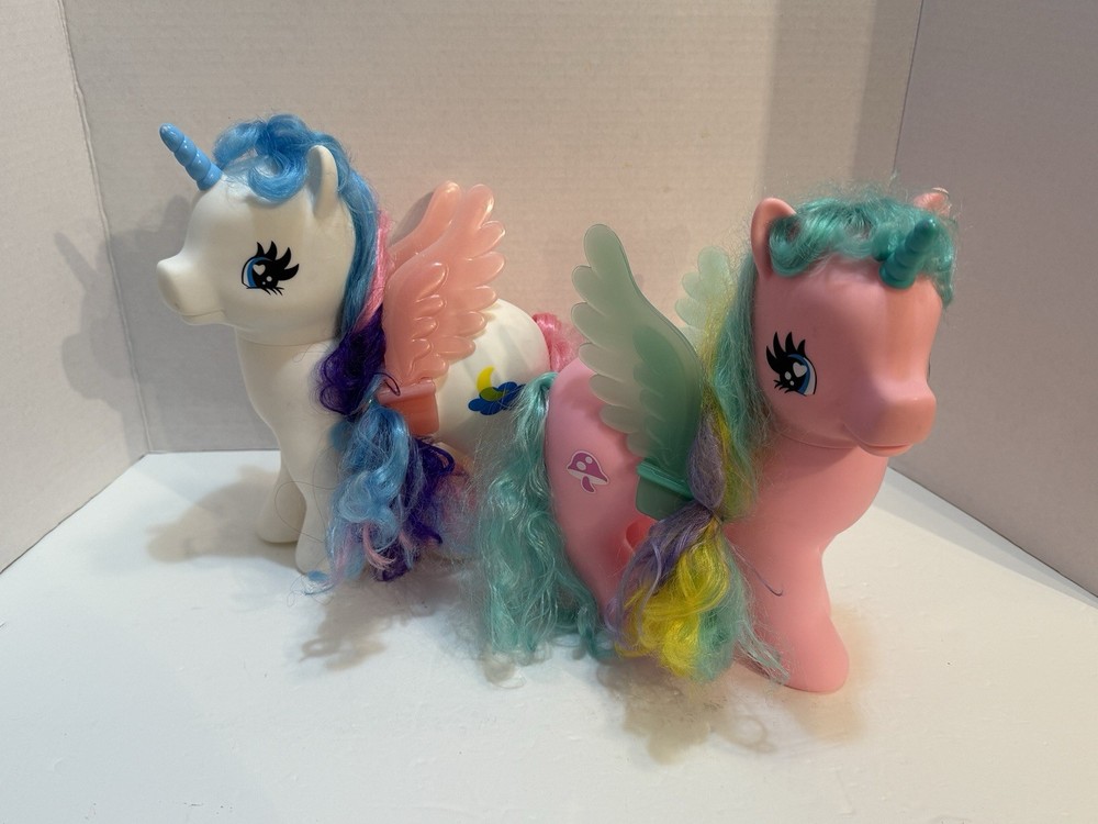 My Little Pony White & Pink 9” Large Size Lot Of 2 Pink And White With Wings
