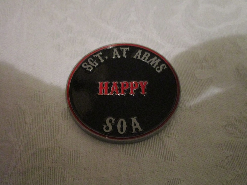 Sons of Anarchy Mezco Challenge Coin Sergeant SGT At Arms Happy Lowman Mayans MC