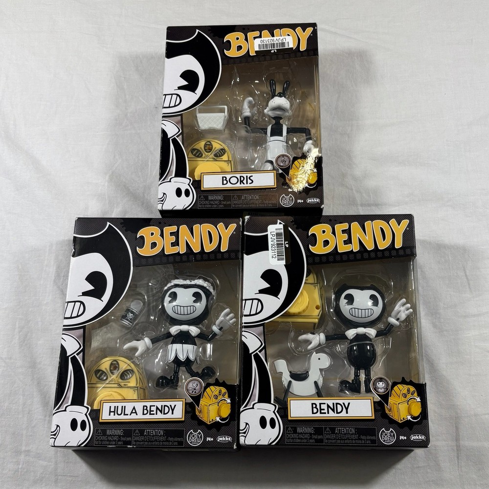Jakks Pacific Bendy Action Figures Set Boris, Hula, Bendy NEW 3pk