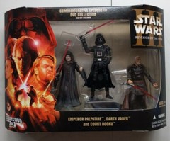 NEW HASBRO STAR WARS COMMEMORATIVE EPISODE III PALPATINE VADER & DOOKU 3PACK A91