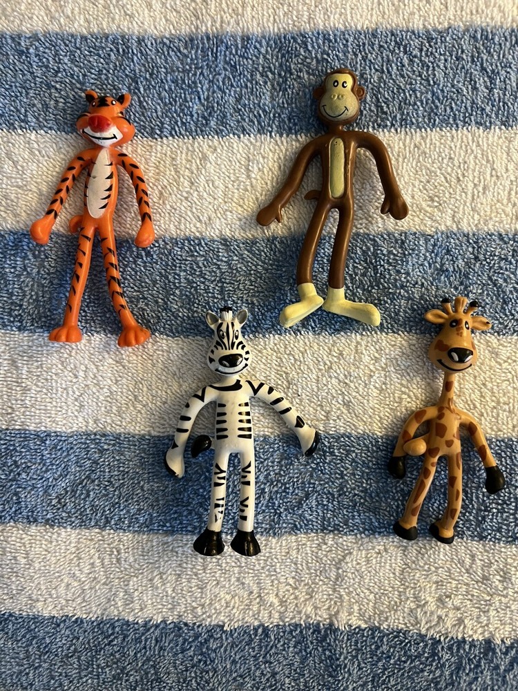 Set Lot Of 4 Bendy Cartoonish Figures Wire posable Figures