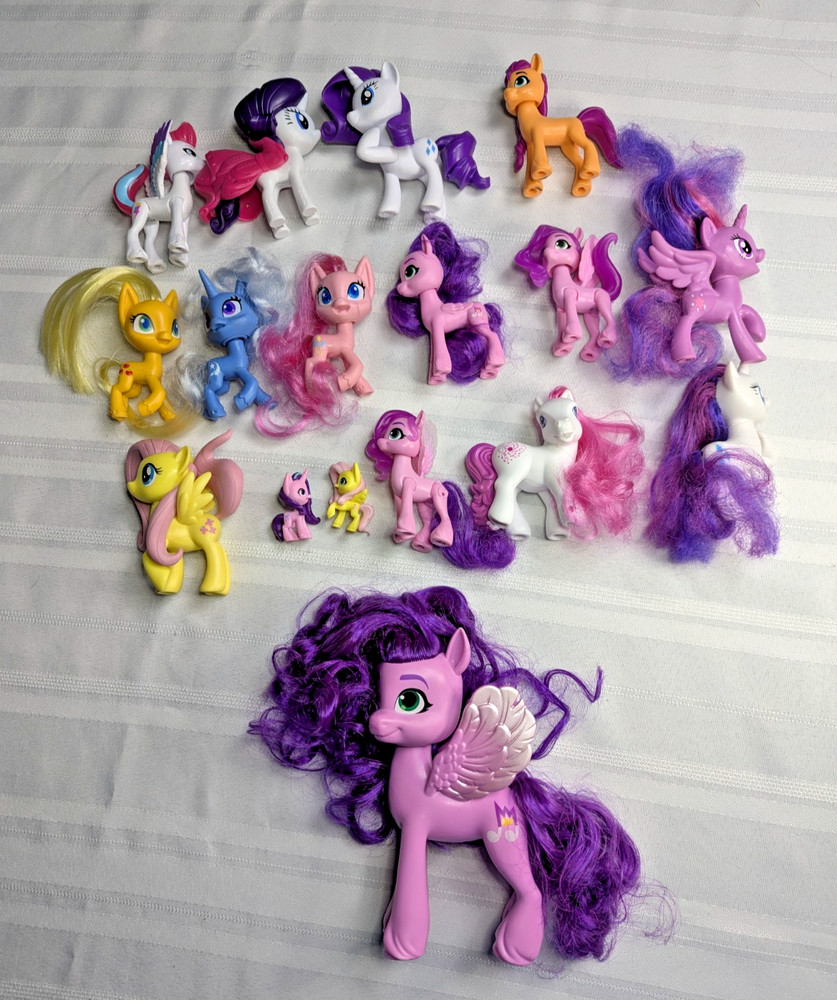 My Little Pony Figures Mix Lot of 17 Brushable Molded Various Sizes MLP