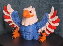 Articulated Bald Eagle 3D Printed Flexi Figure Poseable Wings USA Bird Patriotic