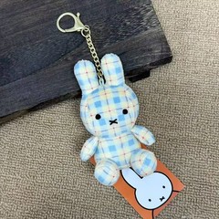 10cm Miffy Korean Limited Edition Checked Plaid Plush Rabbit Keychain Pendant
