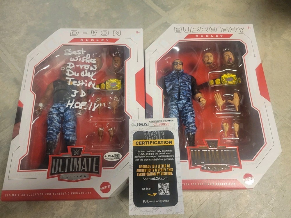 WWE Ultimate Edition Exclusive Dudley Boys Figure Ringside Exclusive Signed JSA