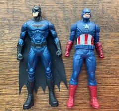 2 Hasbro Mattel Action Figures Superhero 6” Marvel DC Comics Batman & Captain Am