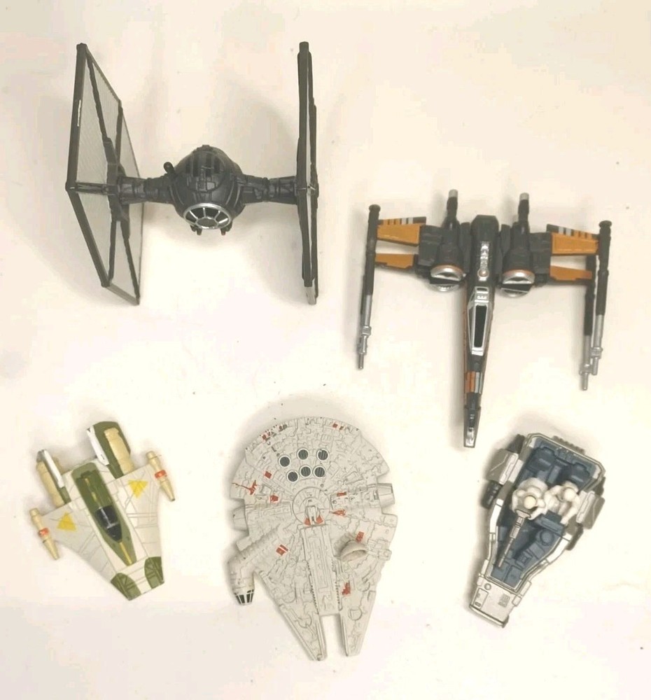 Star Wars Micro Galaxy/Hotwheels Poe,Tie,A-Wing,Falcon,Snow Speeder Lot Of 5
