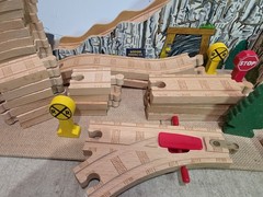 Thomas Tank Engine wooden tracks Gold Mine Mountain overpasses LARGE LOT