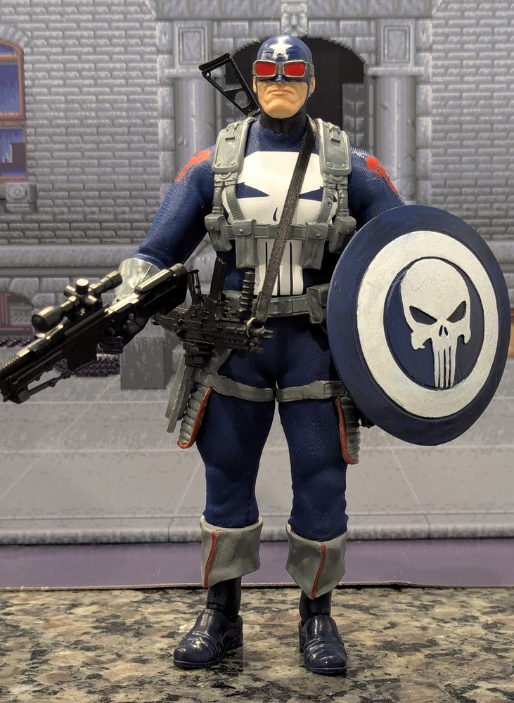 Marvel Legends CUSTOM Mezco One 12 Style Punisher as Captain America 6″ *Deluxe*