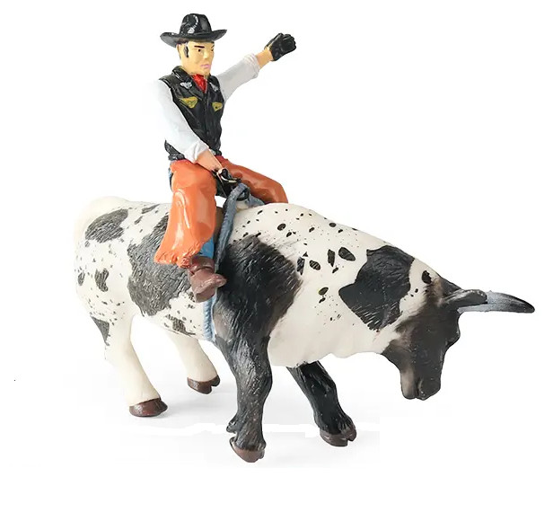 Bull and Rider Toy Action Figure Small Animal Figurine Doll Gift for Kids