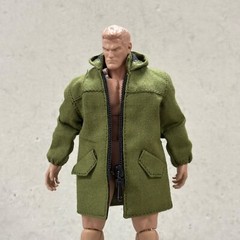 MI-ZPJK-GN: 1/12 Green Mid-Length Hooded Jacket for 6″ or 7″ action figures