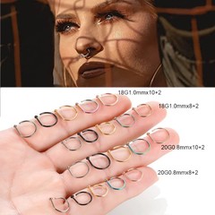 Unisex Fake Nose Ring Clip, Stainless Steel Septum Earrings Punk Fashion Body Je