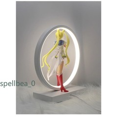 Sailor Moon PVC Figure Statue + Round LED Light Up Stand Night Lamp Xmas Gift BN