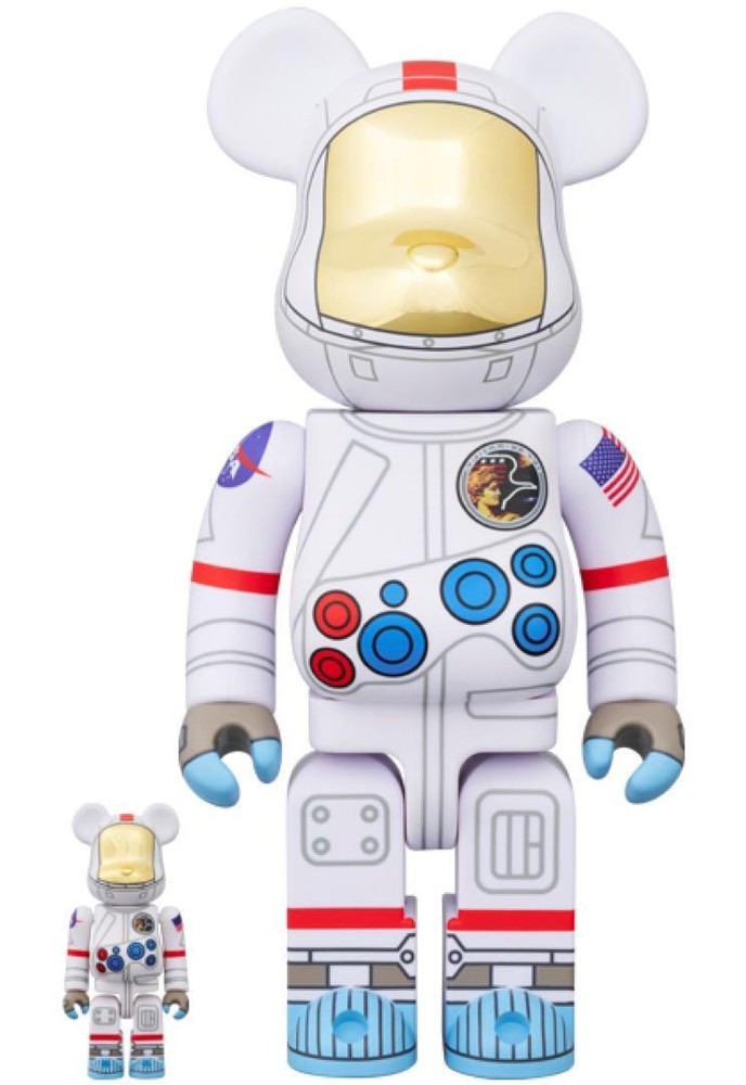 Medicom Toy BE@RBRICK APOLLO17 ASTRONAUT 100% & 400% height: 2.76 in / 11.02 in