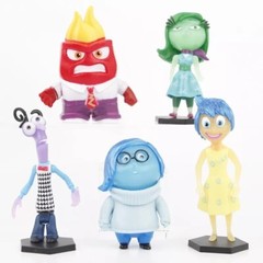 Inside Out Joy Anger Sadness Playset 5 Figure Cake Topper Toy Doll Set Birthday