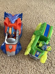 PAW Patrol Mighty Pups Lot 5 Vehicles Chase Marshall Rocky Rubble Light Up