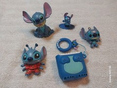 Disney Stitch Figure Lot Of 5 Metal, Rubber, Plastic