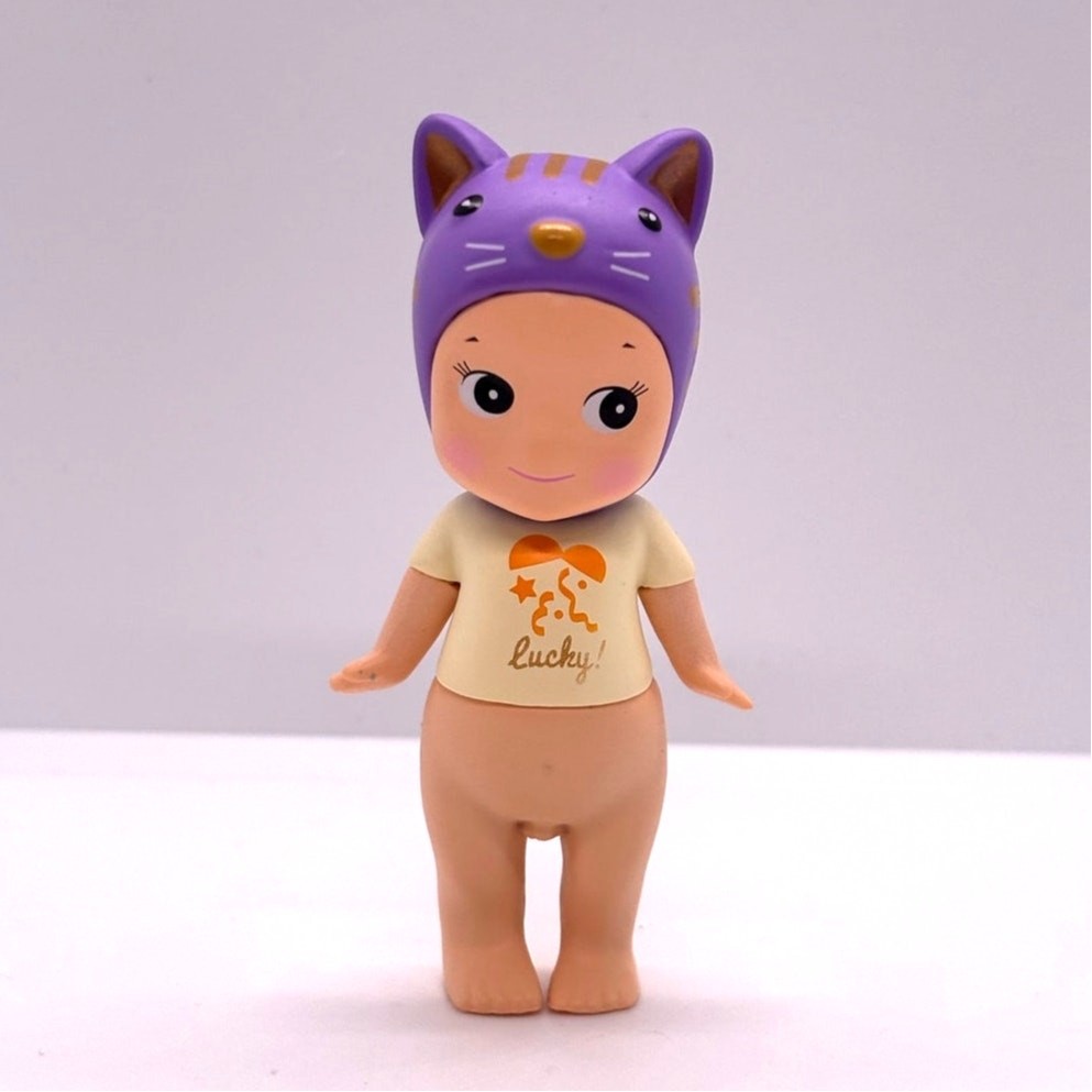 New Kewpie/Angel Collectible Mini Figure, Lucky Purple Tabby Cat, Open Box