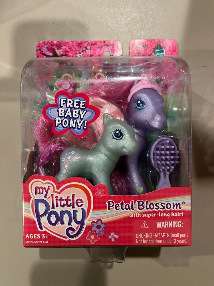 NEW – My Little Pony MLP G3 2003 Petal Blossom w/ Super Long Hair Free Baby Pony