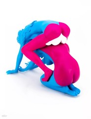 SIGNED Ron English LADY LIPS BLUE/PINK Vinyl Toy Figure Popaganda LE 45/50