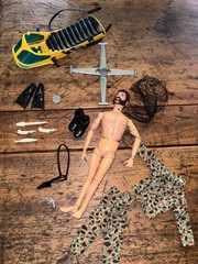 vintage GI JOE Land Adventurer 12″ JAWS OF DEATH Atomic Man Copter LOT Hasbro