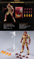 Marvel Avengers Iron Man Mark 42 MK42 Ironman Toy LED Light Action Figure Model
