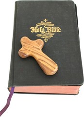 Two Olive Wood Comfort Crosses with Velvet Bags & Lord’s Prayer Cards -4 In each