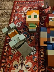 Lot Of 10 Large Minecraft Figures/ Enderman/Wolf/Steve/Creeper+