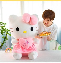 25cm Sanrio Hello Kitty Plush Toy – Kawaii Pink Cat Doll Birthday Gift for Girls