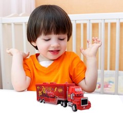 2Pcs Disney Pixar Car No.95 3rd McQueen Mack & Hauler Truck 1:55 Diecast Toy Set