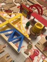 Huge Wooden Train Track Lot 140+ Pcs – fits Thomas Brio Melissa Doug – Bridges