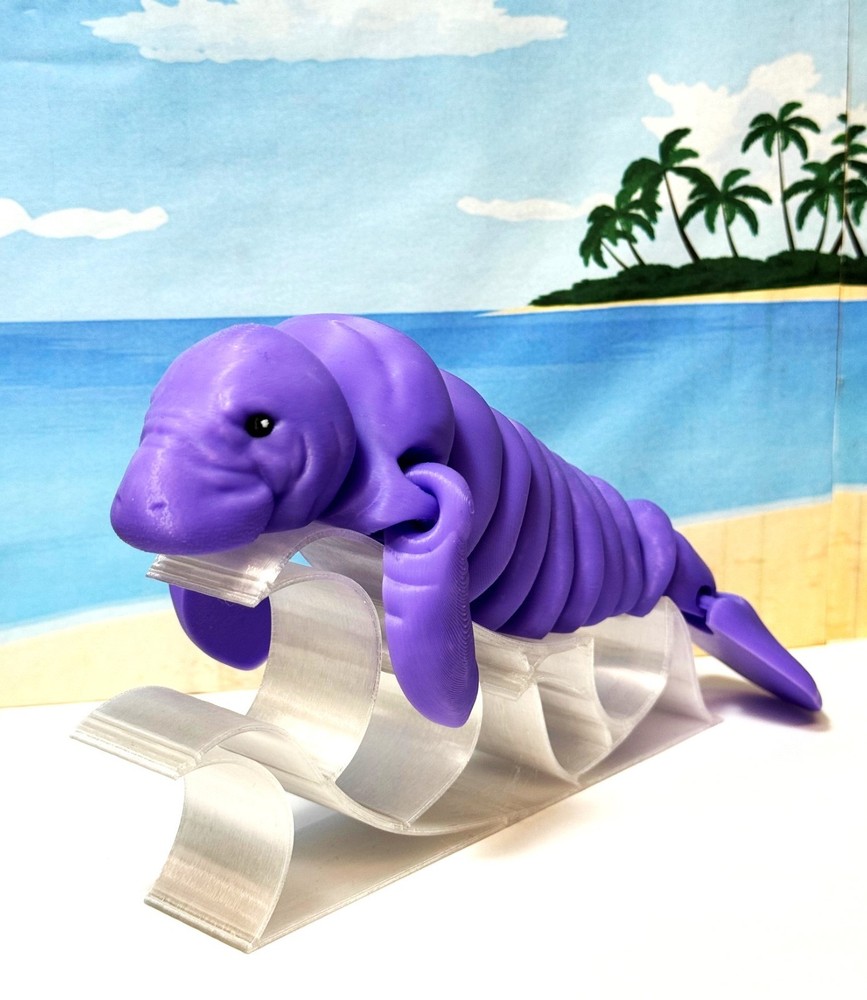 3D Printed Manatee, 9″ Full Articulated Manatee with Stand, Stress Relief Toy