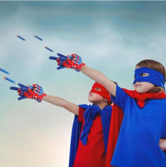 Spider Gloves Web Shooter Toy For Kids (15 Darts), Kids Plastic Cosplay Launcher