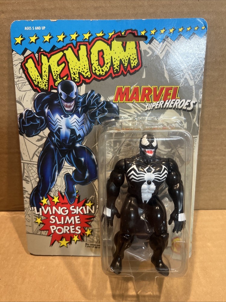 Toy Biz 1991 Marvel Super Heroes Venom Living Skin Action Figure 4.5″ MOC VTG