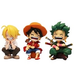 13cm One Piece Anime Figure – Q Version Smiling Car Ornament Desktop Decoration