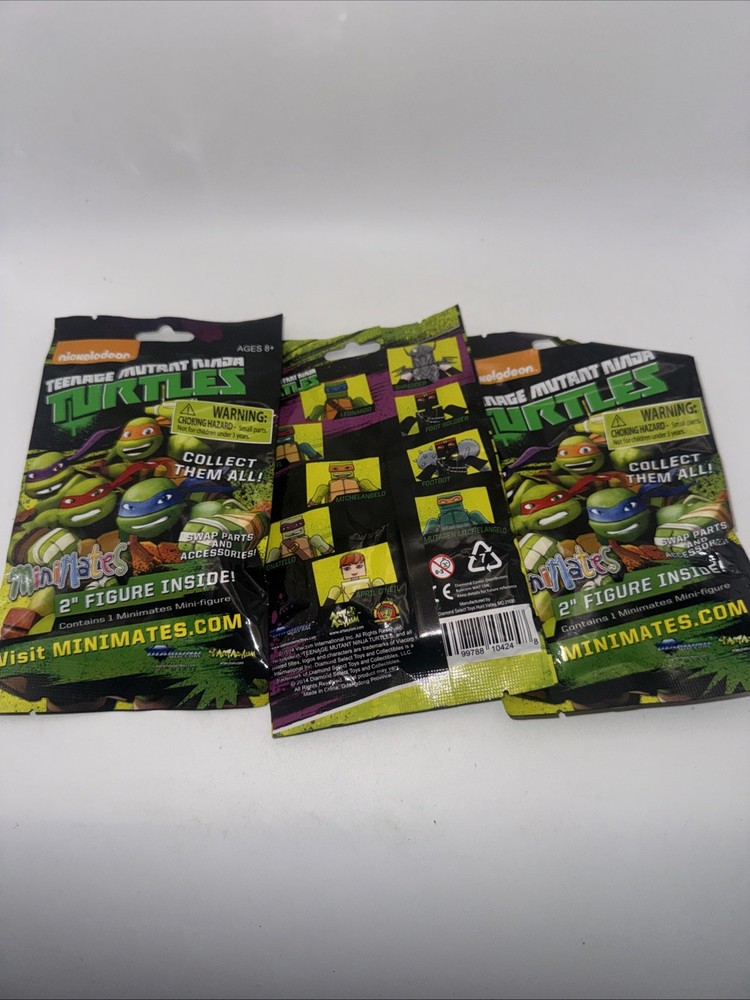 4X Teenage Mutant Ninja Turtles 2″ Minimates Blind Package Pack Figure Lot New