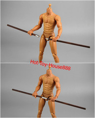 1/6 Chinese Kung Fu Shaolin Staff Nunchaku Three-section Cudgel 12” Figure Body